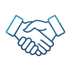 Obraz premium Modern vector icon of a handshake between two hands, thin outline style, symbol of partnership, deal, and agreement, isolated on white background