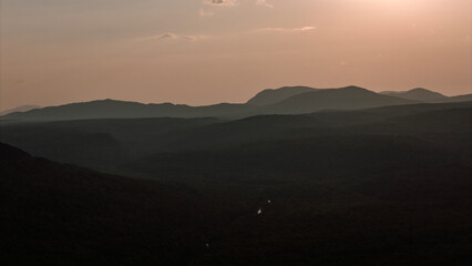 Sunset over the vast 100 mile wilderness area of the Maine woods