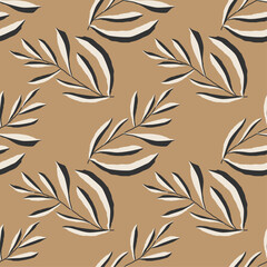 Trendy minimalist seamless botanical pattern with abstract creative hand drawn composition