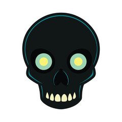 Stylized skull silhouette with vibrant glowing eyes perfect for halloween or edgy graphic design projects