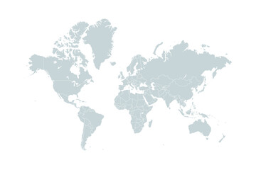 Political blank World Map with country borders vector illustration. Editable and layered Neatly.