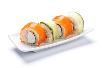 Sushi maki beautifully arranged on plate