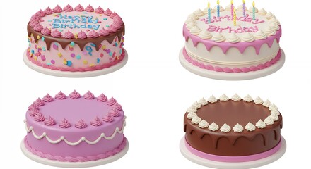 Variety of decorated cakes