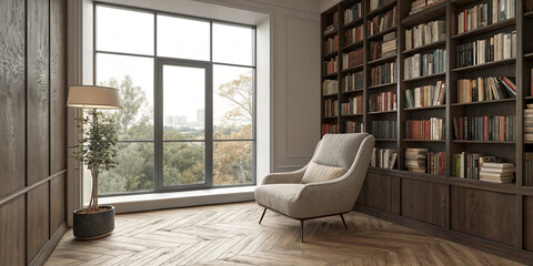 A Modern Interior of a Contemporary Library with Stylish Features for Learning