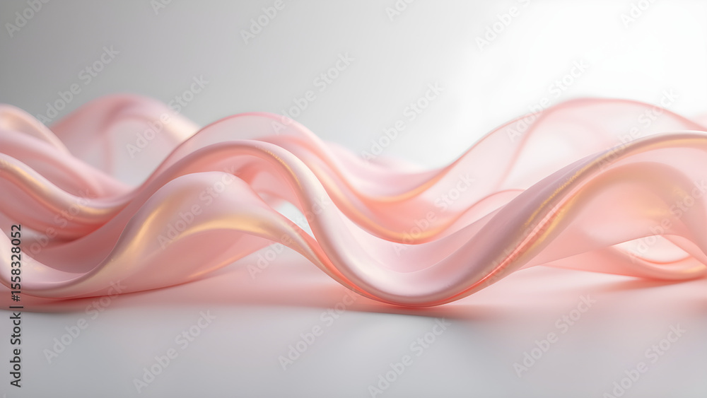 Poster translucent fabric folds create graceful curves against a soft backdrop. serene, woven texture with 