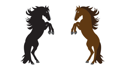 Black horse silhouette running with flowing mane in vector style
