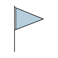 Fototapeta premium Minimalist blue triangular flag on a vertical pole 