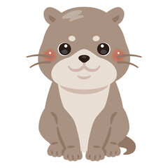 お座りしたカワウソのイラスト