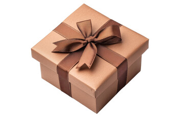 Obraz premium Delightful gift box of chocolate wrapped elegantly with a brown ribbon set against a clean white background perfect for any occasion