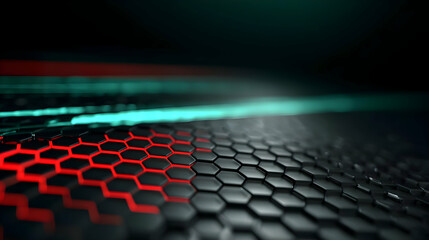 Obraz premium terrain made of hexagonal tiles glowing in random electric patterns