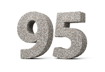 Number Ninety Five 95 Digit Made Of Rock Fragments Or Gravels On White Background 3d Illustration
