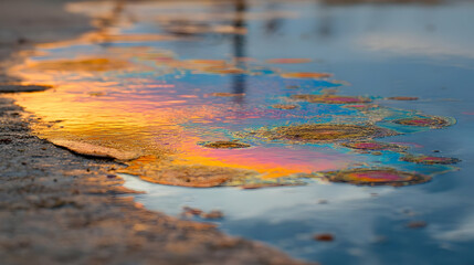 liquid forms in vibrant rainbow colors over a smooth reflective surface