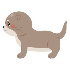 カワウソの横向きイラスト