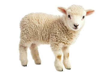 A baby sheep, isolate on white background, with soft wool and an adorable expression. PNG