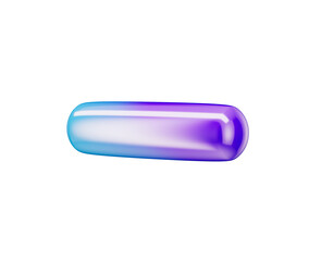 3D Glossy minus icon with a gradient of blue and purple, featuring a modern look. 3d illustration