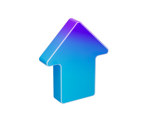 A sleek 3D upward arrow icon with a blue and purple gradient, representing progress. 3D Illustration