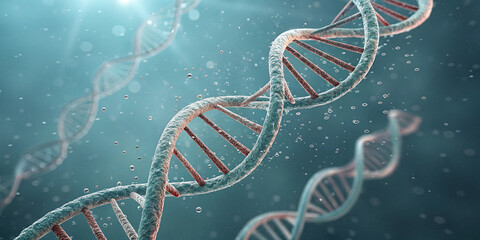 A Vertical DNA Chain in Transparent Design Representing Genetic Research and Innovation