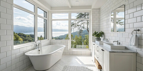 A Top View of a White Bathroom Interior Featuring a Bathtub for a Spa-Like Experience