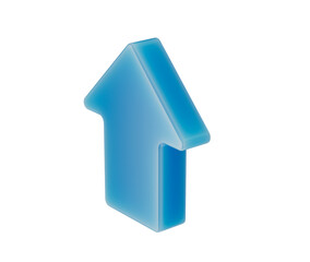 A sleek blue arrow pointing upward, symbolizing progress, direction and growth. 3D Illustration