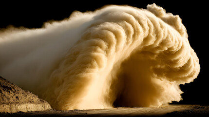 of dust and glowing orbs swirling in random directions against a dark backdrop