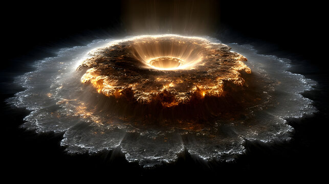 burst in fiery colors with dynamic rays radiating outward from center