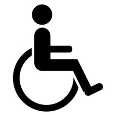 Icono de persona discapacitada. Silueta aislada de hombre en silla de ruedas
