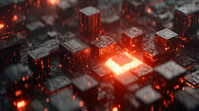 circuitry patterns arranged in a chaotic but visually pleasing structure