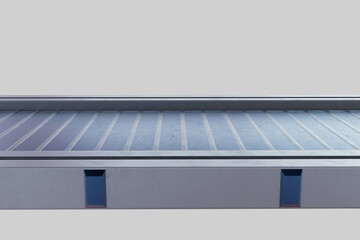 3D rendering of an empty conveyor belt in a warehouse or factory setting, symbolizing production flow, logistics readiness, or halted operations