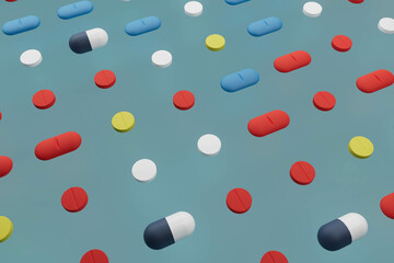 A close up of pills in a pattern