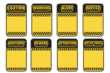  A collection Of vector illustration features various warning sign board in different shapes and symbol perfect for caution notice’s, safety instructions, hazard alerts, signage projects, etc
