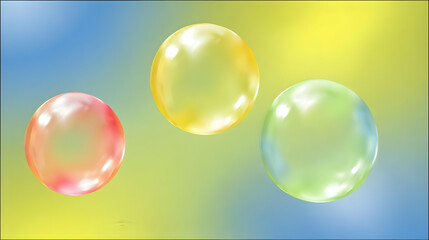 spheres suspended in a dreamy colorful fog with smooth gradients