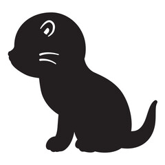 お座りした横向きのカワウソのシルエット