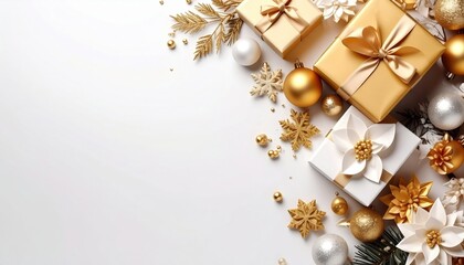 Holiday gift giving celebration home festive decor cozy atmosphere top view joyful moments