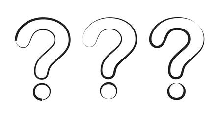 Question mark sign or symbol set with three different strokes