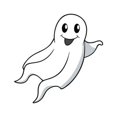 Whimsical classic ghost character with a flowing sheet design perfect for halloween and spooky themes