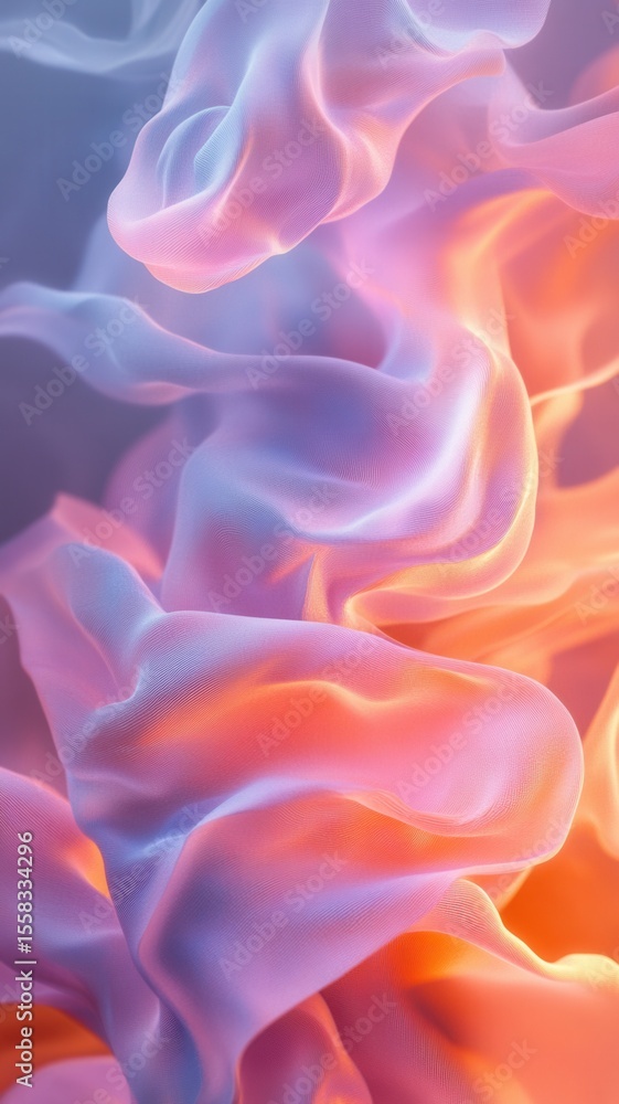 Aufkleber pastel fabric gently cascading, creating soft waves with delicate, ethereal background against light
