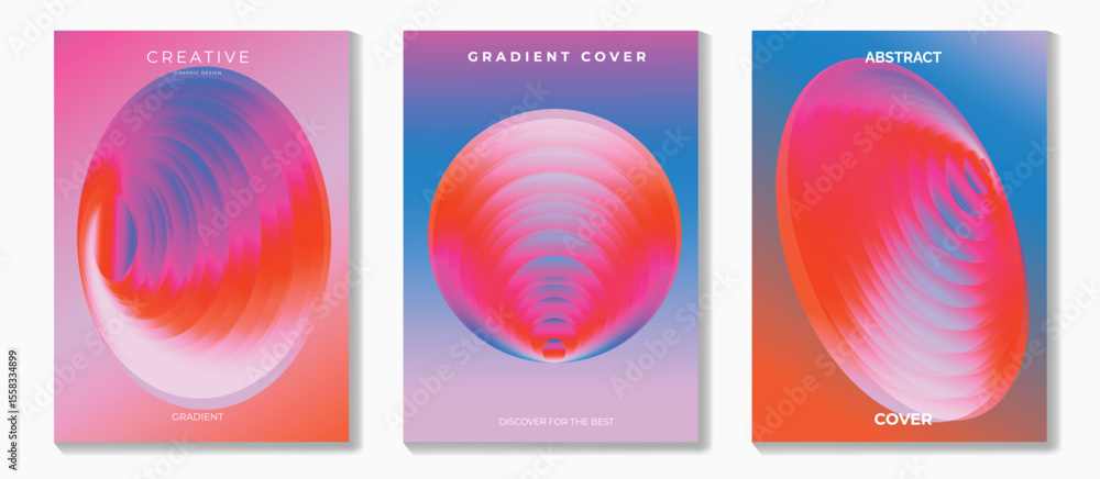Aufkleber modern gradient prism poster background vector set. cover template with vibrant perspective geometri