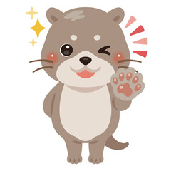 グッドサインを出すカワウソのキャラクターイラスト