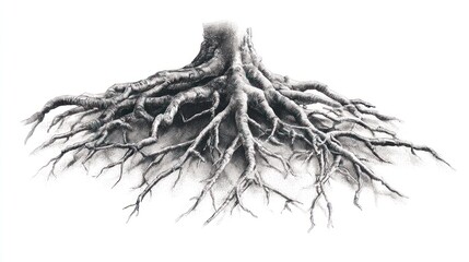 Detailed illustration of a tree's roots