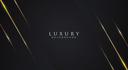 Luxury abstract background with golden lines on darkbackground. Modern black backdrop concept 3d style. Luxury and elegant style template. Suitable for covers, posters, ads, banners, websites