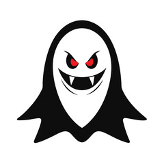 Spooky evil ghost face silhouette with a haunting expression on a clean white background for halloween