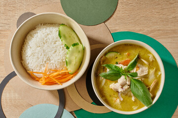 Spécialité culinaire Thaïlandais poulet coco curry vert