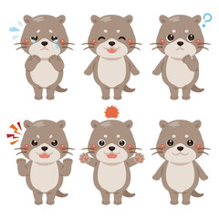 カワウソのキャラクターイラスト　表情セット