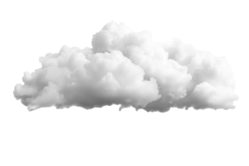 White natural cloud element isolated on transparent background with soft shadows enhancing its fluffy appearance and making it ideal for various design projects