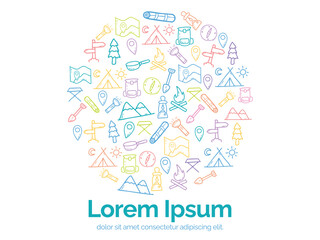 Background or pattern with Adventure theme. With doodle style. For layout, website, graphic design.
