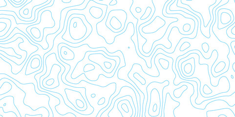 White Background with Blue Topographic Mapping Lines in Abstract Seamless Style.