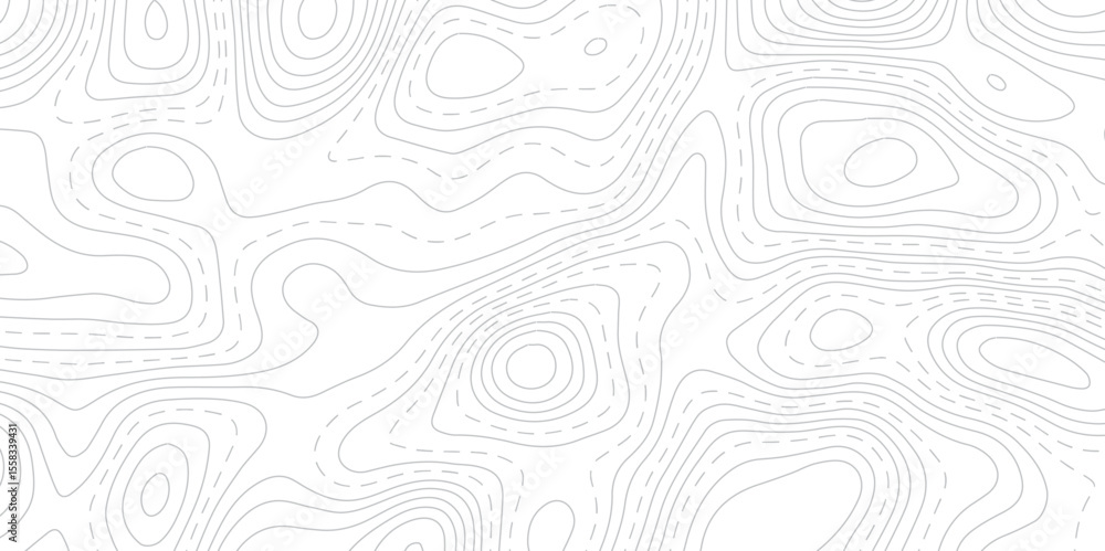 Poster clean white background with abstract elevation contour mapping in minimal topography style.