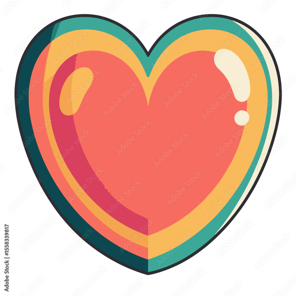 Poster heart vector image editable with unique split color design in orange and teal, this element is suita
