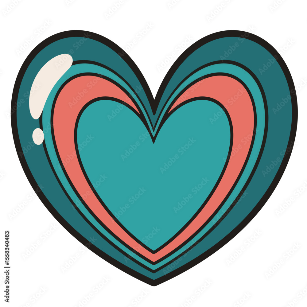Poster heart vector image editable with teal and white tones layered cleanly, this charming design is suita