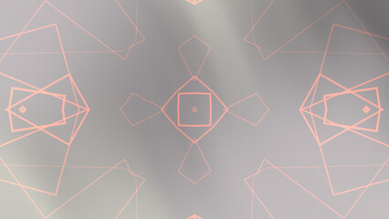 Geometric Abstract Kaleidoscope Pattern with Soft Pink Lines on Gray Backdrop